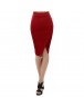 Women Red Slit Spilt Ladies Knee length Short Sexy Office Skirt