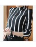Black White Striped Formal Chiffon Top for Women