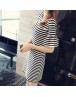 Woman Black & White Stripe Short Dress