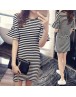 Woman Black & White Stripe Short Dress
