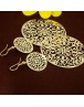 Golden Round Hollow Drop Earrings for Women