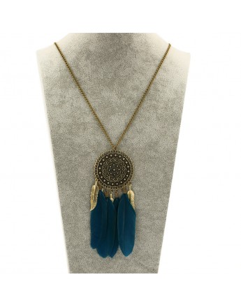Bohemian Vintage Hollow Out Long Feather Leaf Tassel Necklace
