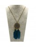 Bohemian Vintage Hollow Out Long Feather Leaf Tassel Earing & Necklace Set