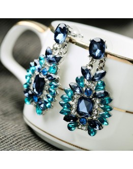 Shiny Blue Resin Stone Stud Earrings