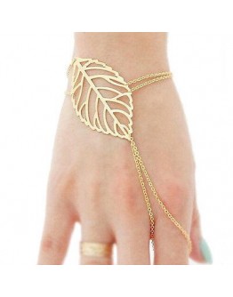 Gold Leaf Finger Chain Bracelet