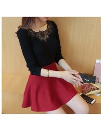 Women Top New Fashion Lace Drilled Slim Elegant Knitted Long Sleeve Shirt