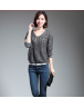 Women  top Pullover V-neck Long Batwing Sleeve Casual Loose Hollow Sexy T-shirt