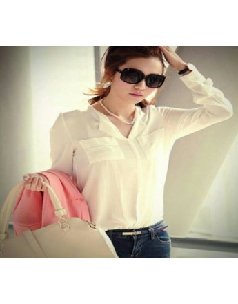 Have one to sell? Sell it yourself Women White Chiffon full sleeve office wear casual shirt top