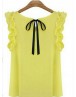 Women Lace Bow Chiffon Yellow Sleeveless Top