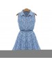 Women new trendy collar casual floral print blue sexy summer dress