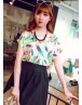 Women Top Colourful Feather Chiffon shirt Batwing Loose Sexy Casual Tops