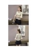 Women  Beige top Half Flare sleeve Casual Ladies Knitted V-neck Shirt