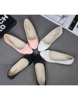 Women pink classy bow knot flats casual belly shoes