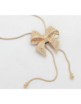 Women Fashion Jewelry Gold Plated Bow Style Necklace & Pendant