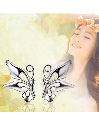 Women earring beautiful silver plated small butterfly earrings