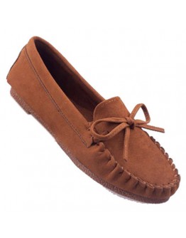 Women shoes suede bowknot classy comfy brown flat belly