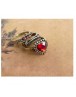 Retro Vintage Red Rhinestone Love Heart Crown Ring Queen of England for Women