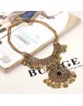 Women necklace royal vintage double chain coin necklace