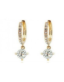 Women earrings silver gold crystal circle drop