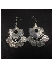 Women vintage coin hook dangle big hanging earring
