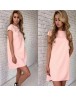 Women Dresses Short Sleeve Solid Color Party Night Club Round Neck Slim Dress
