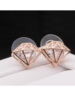 Women Earrings New Fashion Gold Lovely Diamond Shape Crystal Korean Jewelry Earrings Studs