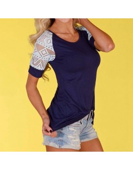 Women Summer top Half Sleeve Vest Casual Lace Girl Young Energetic T-shirt