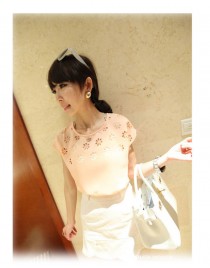 Women Tops Chiffon Solid Short Sleeve Casual Blouses