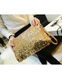 Women classy gold retro glisten clutch sling bag