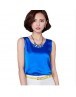 Women Tops Solid color Sleeveless Classy Shiny Silk Rainy Shirt