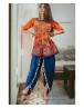 Ladies Orange Mochi Bharat Kedia And Tulip Pant Set