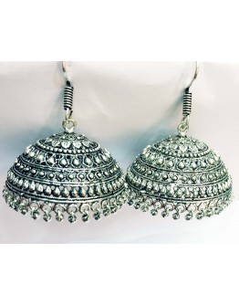 Women Navratri silver oxidized jhumka earring
