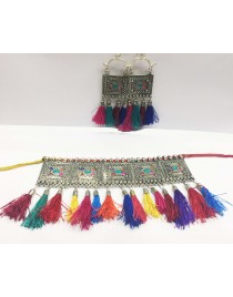 Women Navratri Special Multicolour Necklace earing set
